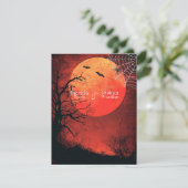 Halloween Black Spider Bats Vollmond Einladung (Stehend Vorderseite)