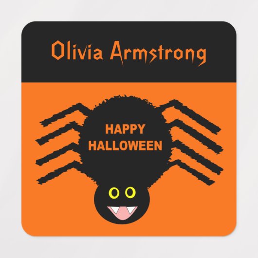 Halloween Black Spider Custom Kids Etiketten (Design 1)