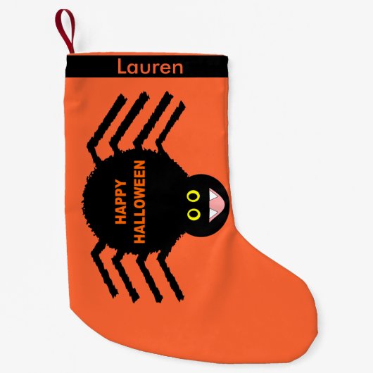 Halloween Black Spider Custom Strumpf Kleiner Weihnachtsstrumpf (Vorderseite)