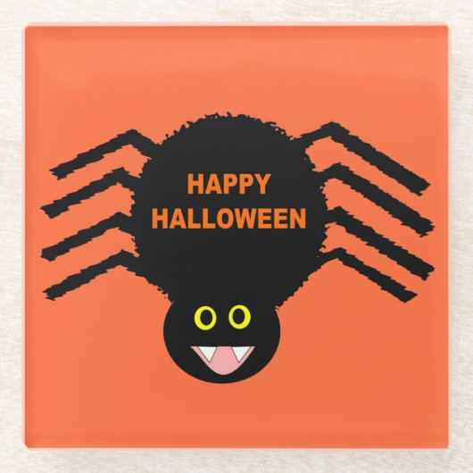 Halloween Black Spider Glass Untersetzer (Vorderseite)