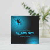 Halloween Black Spider im Web Einladung (Stehend Vorderseite)