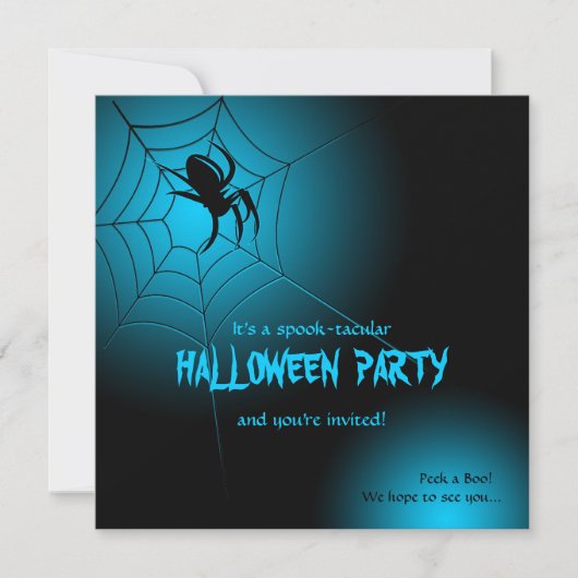 Halloween Black Spider im Web Einladung (Vorderseite)