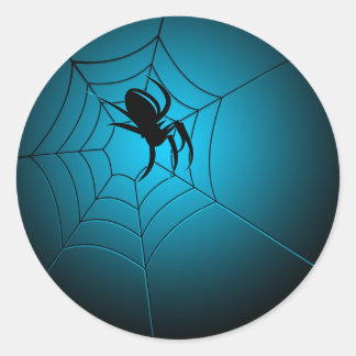 Halloween Black Spider im Web Runder Aufkleber