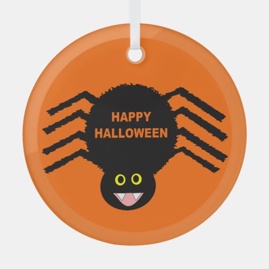 Halloween Black Spider Ornament Aus Glas (Vorderseite)