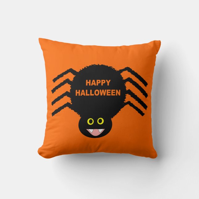 Halloween Black Spider Pillow Kissen (Vorderseite)