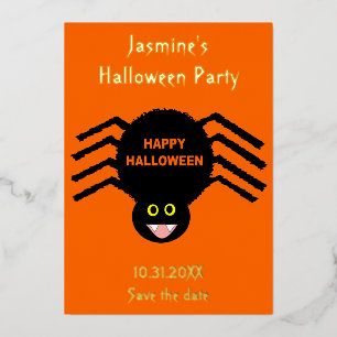 Halloween Black Spider Save the Date Custom Folien Feiertagskarte
