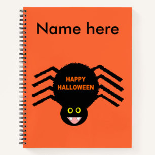 Halloween Black Spider Spiral Notebook Notizblock