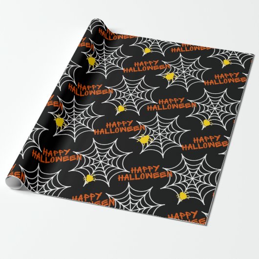 Halloween Black Spider Web Geschenkpapier (Ungerollt)