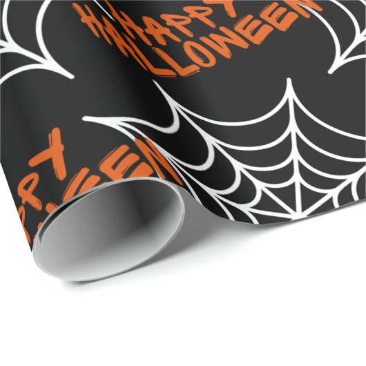 Halloween Black Spider Web Geschenkpapier (Rolleneckpunkt)