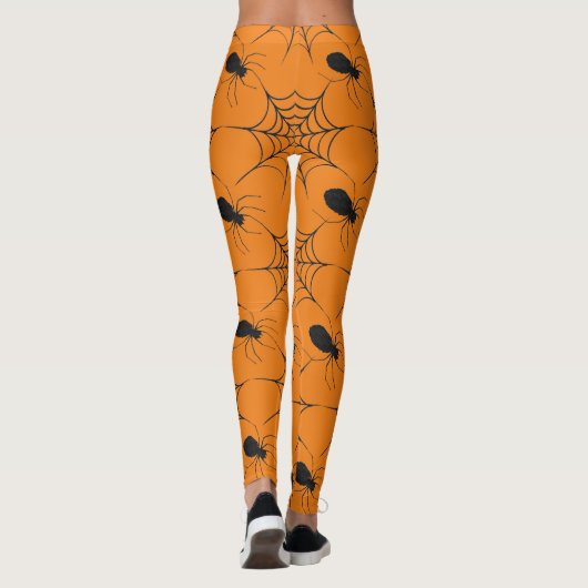 Halloween Black Spiderweb Glitzer Pattern Leggings (Rückseite)
