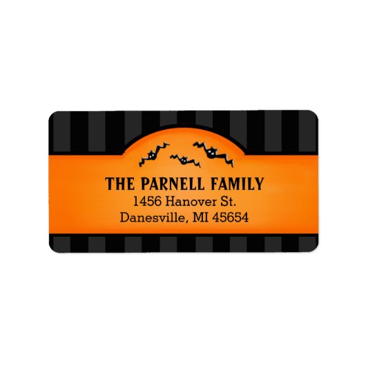 Halloween Black Stripes & Orange Labels mit Fleder Adressaufkleber (Vorne)