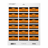 Halloween Black Stripes & Orange Labels mit Fleder Adressaufkleber (Vorne)