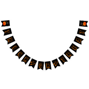 Halloween Black Trick or Treat Scary Typography Wimpelkette