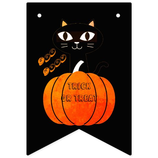 Halloween Black Trick or Treat Scary Typography Wimpelkette (Erste Fahne)