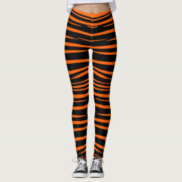 Halloween Black und Orange Stripes Leggings