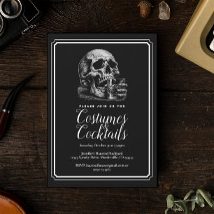 Halloween Black Vintag Skull Costume Party Einladung