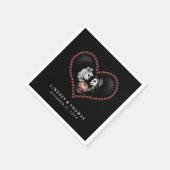 Halloween Black & White Skelette & Heart Wedding Serviette (Ecke)
