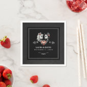 Halloween Black & White Skelette & Heart Wedding Serviette (Beispiel)