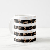 Halloween Black & White Strip BOO Kaffee Tasse (Vorderseite Links)