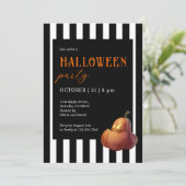 Halloween Black-White Stripe Kürkin-Party Einladung (Stehend Vorderseite)