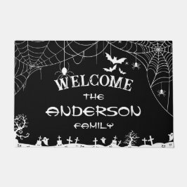 Halloween Black & White Web Spider Webhost-Name Fußmatte