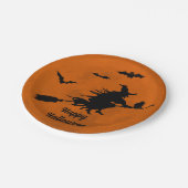 Halloween Black Wicked Witz Flying Orange Moon Pappteller (Schrägansicht)