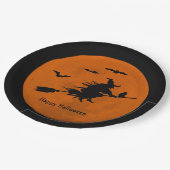 Halloween Black Wicked Witz Flying Orange Moon Pappteller (Schrägansicht)
