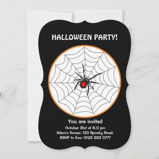 Halloween Black Widow Spider Einladung (Vorderseite)