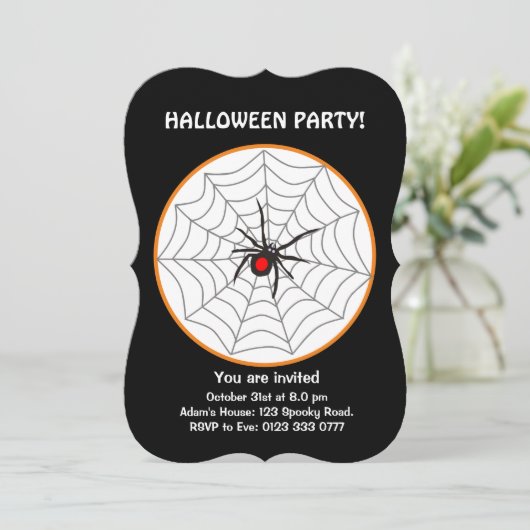 Halloween Black Widow Spider Einladung (Stehend Vorderseite)