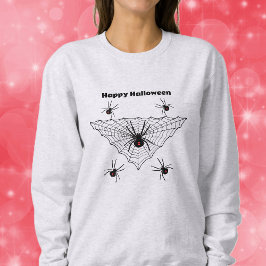 Halloween Black Widow Spinnen in Web Red Hourglass Sweatshirt
