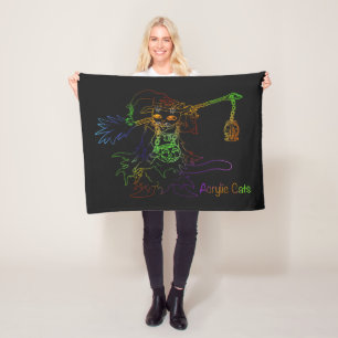Halloween Black Witch Cat Fleecedecke