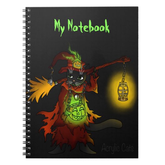 Halloween Black Witch Cat Notizblock (Vorderseite)
