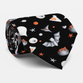 Halloween Black Witch Ghosts Pattern Krawatte (Gerollt)