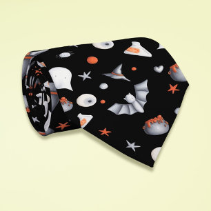Halloween Black Witch Ghosts Pattern Krawatte