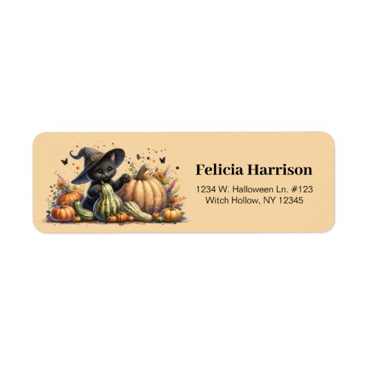 Halloween Black Witch's Kitten W/ Pumpkins Gourds (Vorne)
