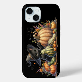 Halloween Black Witch's Kitten W/ Pumpkins Gourds Case-Mate iPhone Hülle