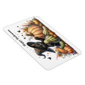 Halloween Black Witch's Kitten W/ Pumpkins Gourds Magnet (Rechte Seite)
