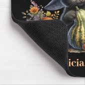 Halloween Black Witch's Kitten W/ Pumpkins Gourds Mousepad (Ecke)