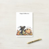Halloween Black Witch's Kitten W/ Pumpkins Gourds Post-it Klebezettel (Auf Schreibtisch)