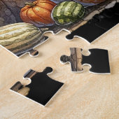 Halloween Black Witch's Kitten W/ Pumpkins Gourds Puzzle (Seite)