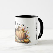 Halloween Black Witch's Kitten W/ Pumpkins Gourds Tasse (VorderseiteRechts)