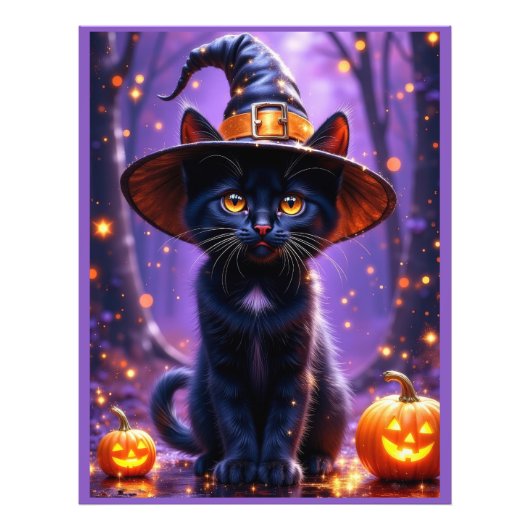 Halloween Black Witchy Cat Fotodruck (Vorne)
