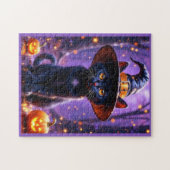 Halloween Black Witchy Cat Puzzle (Horizontal)