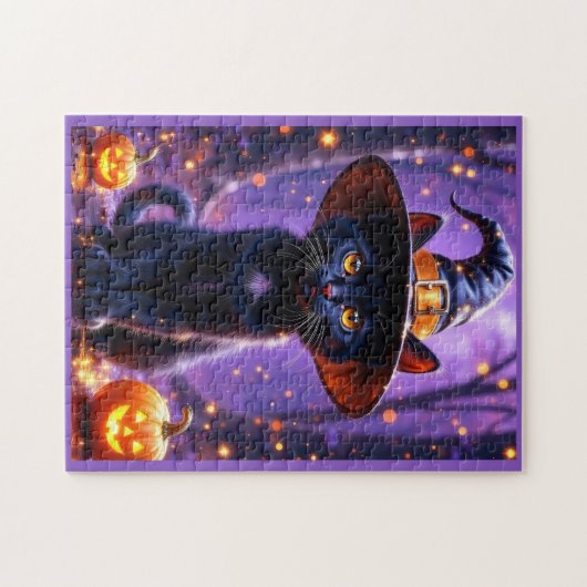 Halloween Black Witchy Cat Puzzle (Horizontal)