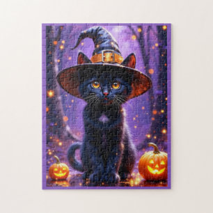 Halloween Black Witchy Cat Puzzle