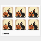 Halloween Black Witchy Cat und Pumpkin Sticker (Blatt)