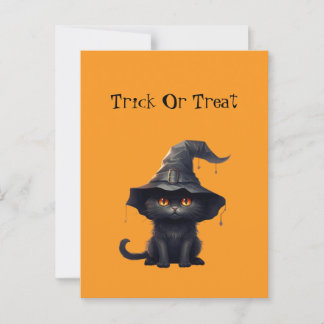 Halloween Black Witchy Kitten Cat Witz Postkarte