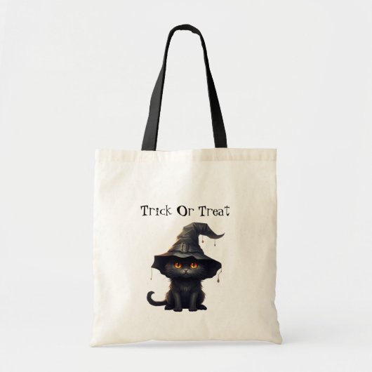 Halloween Black Witchy Kitten Cat Witz Tragetasche (Vorne)