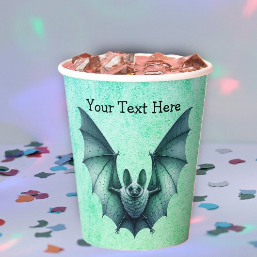 Halloween Blau Grüne Fliegende Fledermaus Behaarte Pappbecher