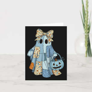 Halloween Blaues Denim Boo Geist Blume Coquette Fa Karte